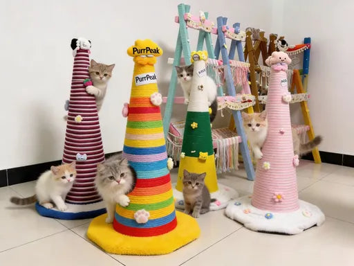 PurrPeakĀ® Kitty Cloud Castle Cat Tree Tower - Multi-Level Feline Playground with Scratching Posts, Cozy Hideaway Condo & Sunny Perch | Indoor Kitty Adventure Hub for Napping, Scratching & Royal Lounging