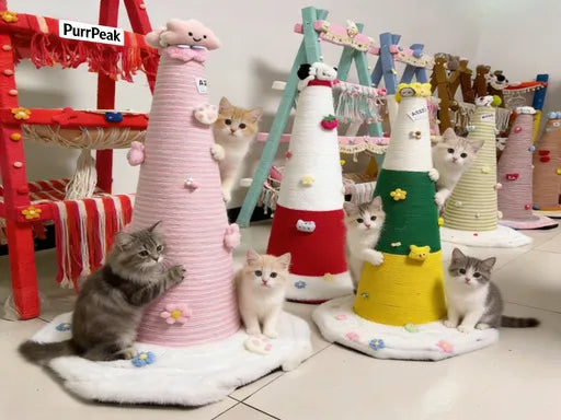 PurrPeak® Kitty Sky Kingdom: Multi-Level Cat Climbing Tree – Sisal Scratching Poles, Cloud Perches & Hidden Den | Ultimate Indoor Playground for Curious Kitties & Lazy Loungers